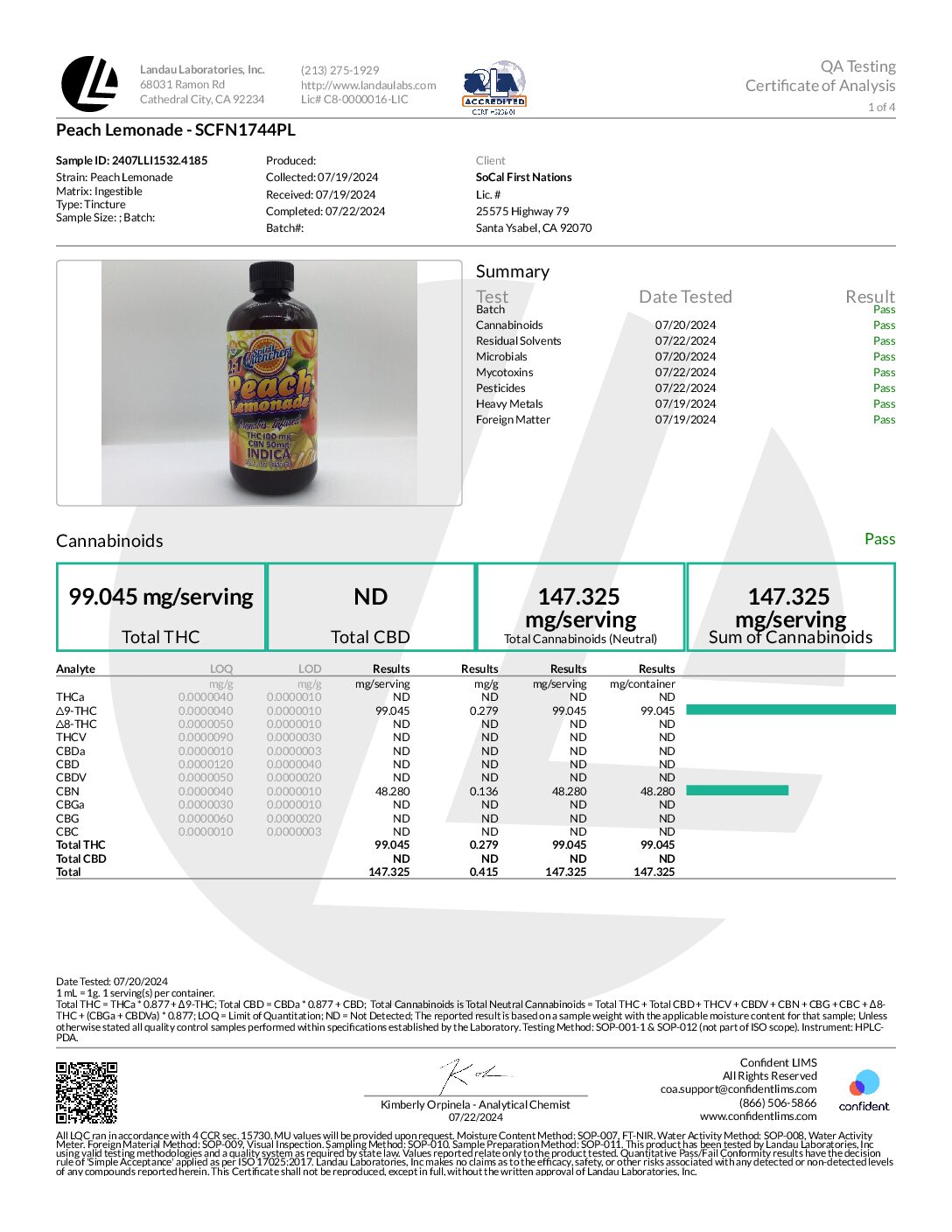 SPIRIT QUENCHERS 2:1 100MG THC / 50mg CBN LEMONADE – PEACH LEMONADE