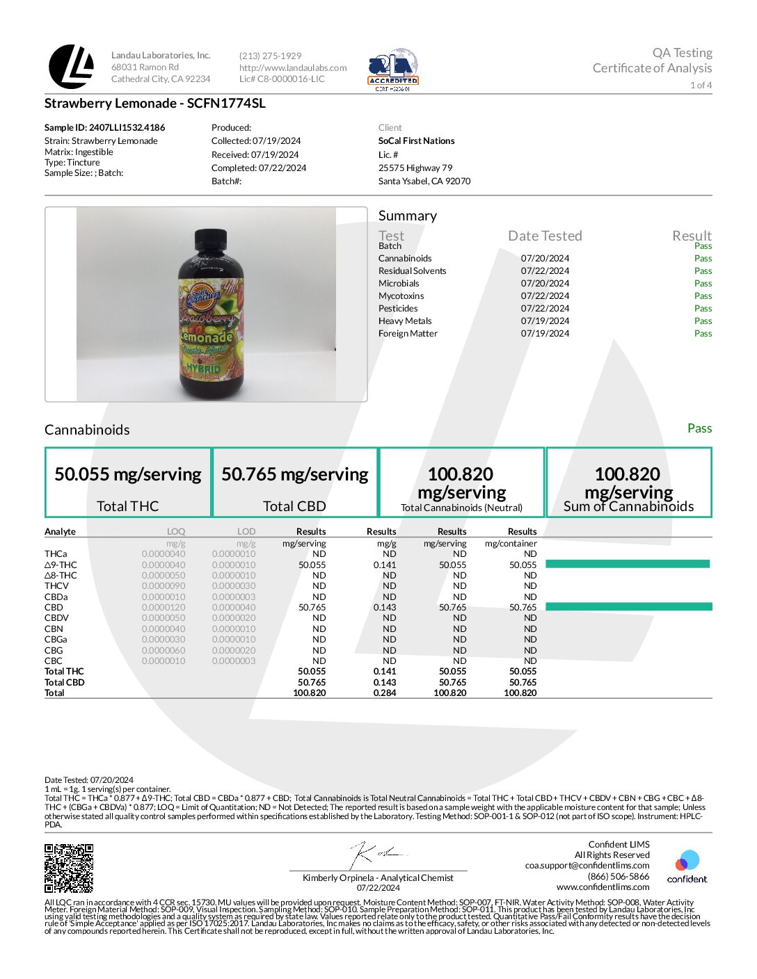 SPIRIT QUENCHERS 1:1 THC/CBD LEMONADE – STRAWBERRY (100MG THC / 100MG CBD)