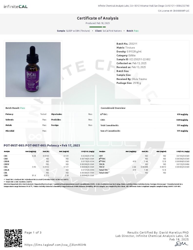 High THC Tincture – Sleep SFN