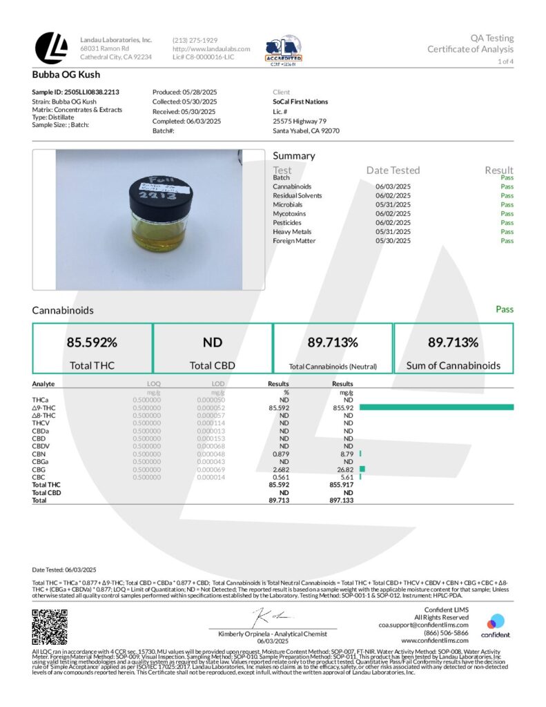 SFN 2 GRAM DISTILLATE DISPOSABLE  – BUBBA OG KUSH (INDICA)