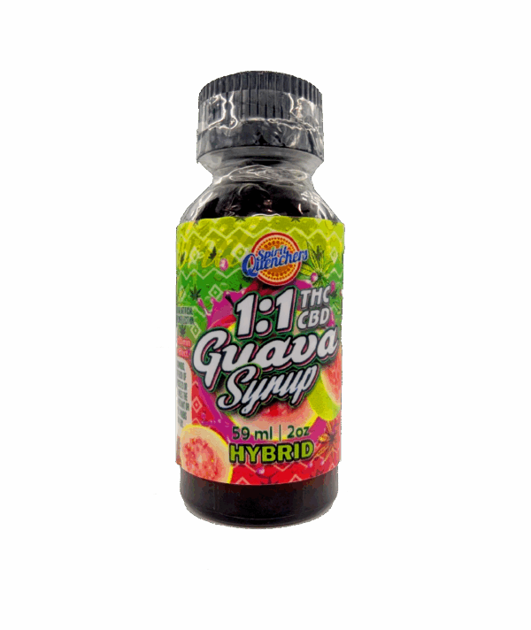Spirit Quenchers 1:1 500mg THC/ 500mg CBD Syrup – GUAVA (1:1 HYBRID)