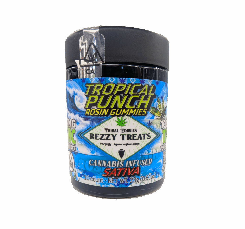 TROPICAL PUNCH REZZY TREAT ROSIN 100MG GUMMMIES (SATIVA)