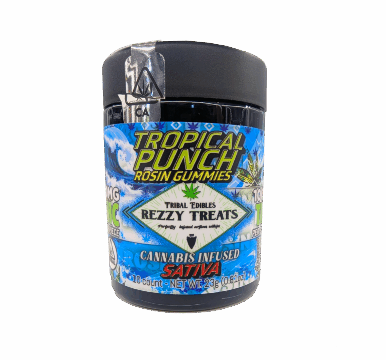 TROPICAL PUNCH REZZY TREAT ROSIN 100MG GUMMMIES (SATIVA)