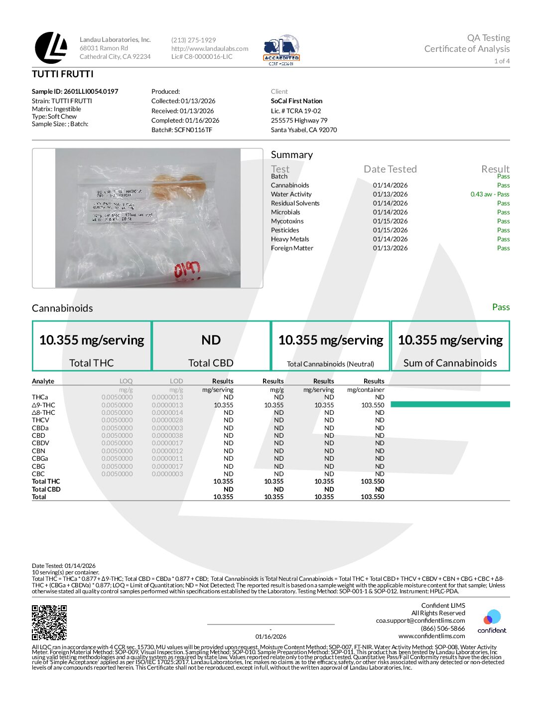 TUTTI FRUTTI SLICEABLE 100mg GUMMY SINGLE PACK (SATIVA)