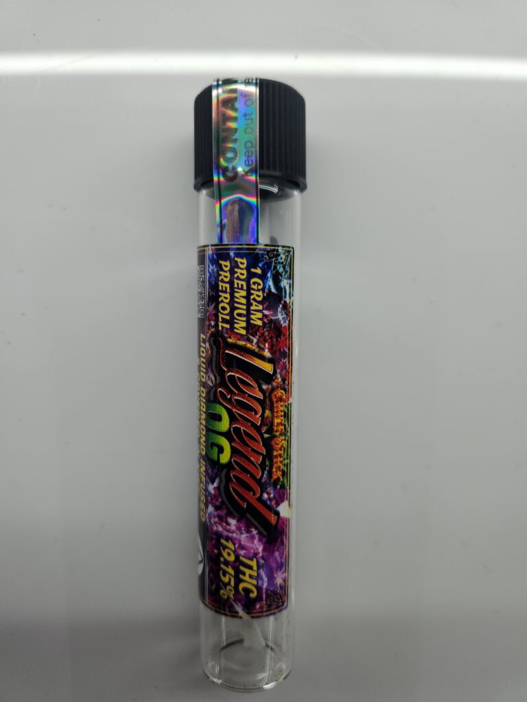 SINGLE CHIEF STICK – 1 GRAM LIQUID DIAMOND INFUSED PREROLL COVERED IN KIEF– LEGEND OG (INDICA)