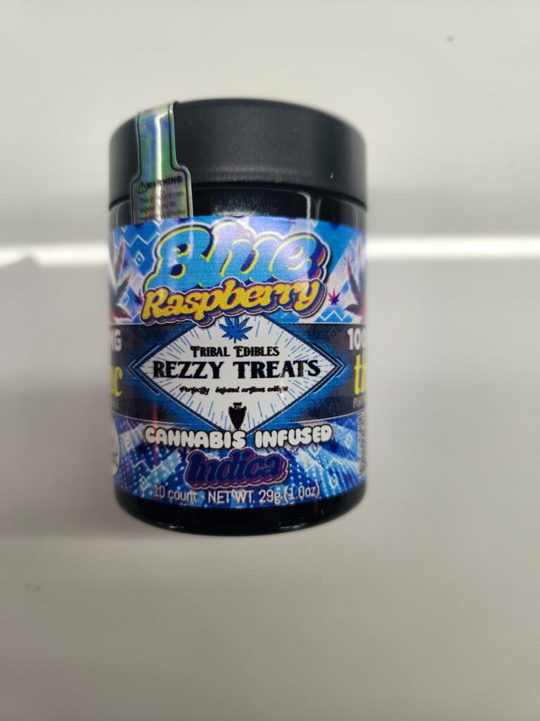 BLUE RASPBERRY REZZY TREATS 100mg GUMMIES (INDICA)