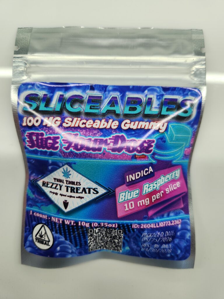 BLUE RASPBERRY SLICEABLE 100mg GUMMY SINGLE PACK (INDICA)
