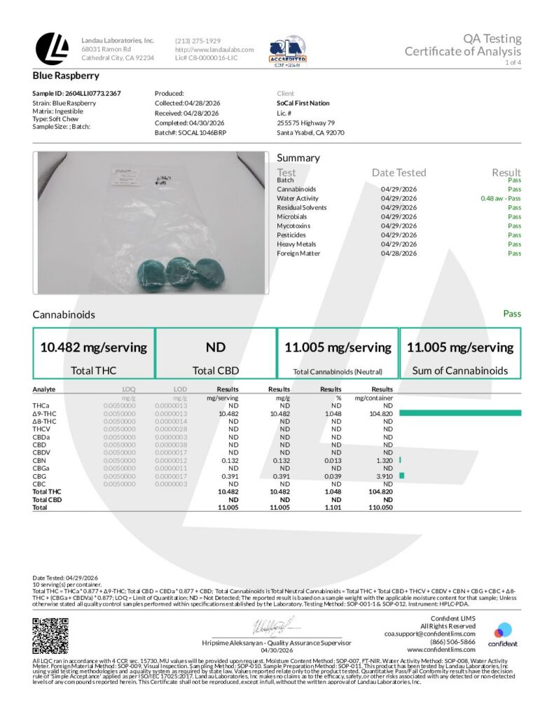 BLUE RASPBERRY SLICEABLE 100mg GUMMY SINGLE PACK (INDICA)
