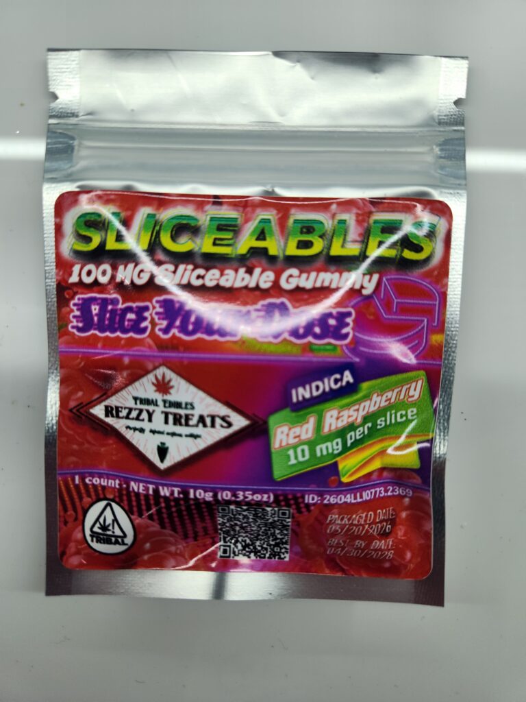 RED RASPBERRY SLICEABLE 100mg GUMMY SINGLE PACK (INDICA)