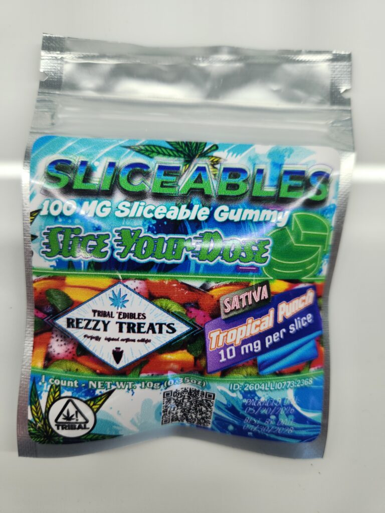 TROPICAL PUNCH SLICEABLE 100mg GUMMY SINGLE PACK (SATIVA)