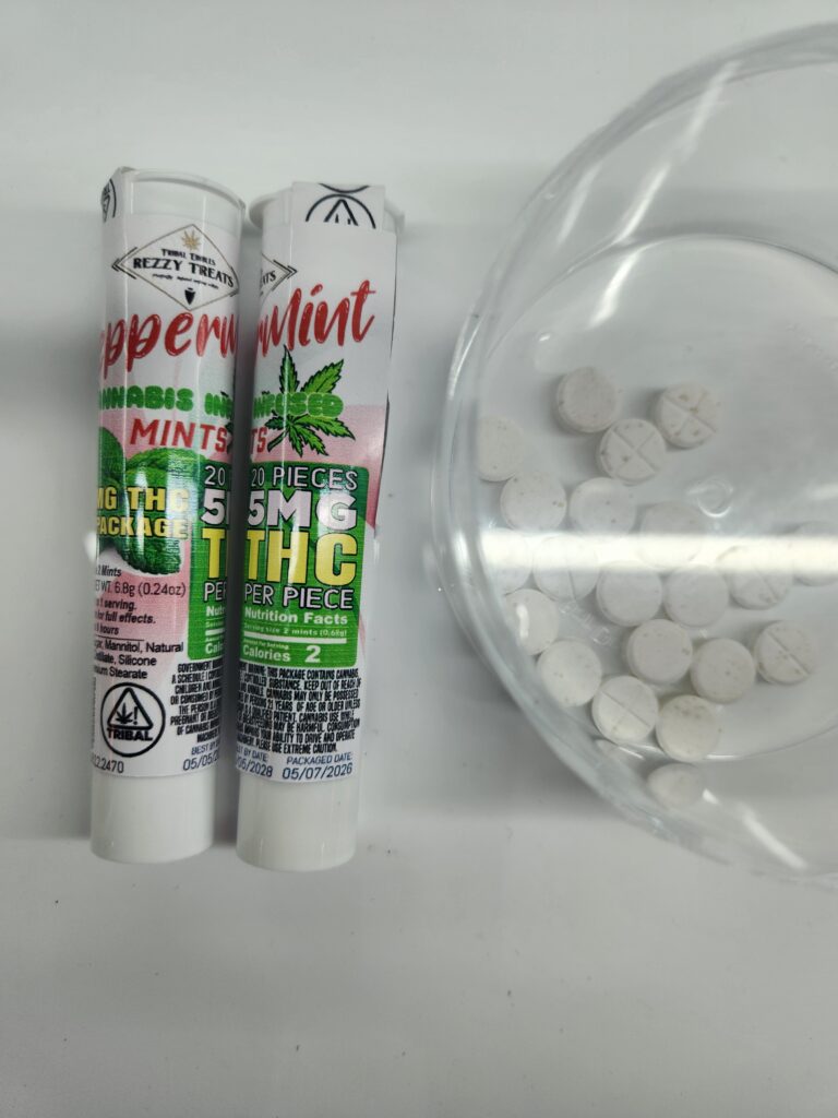 REZZY TREATS PEPPERMINT MINTS 20 PC PER CONTAINER. 5MG PER MINT