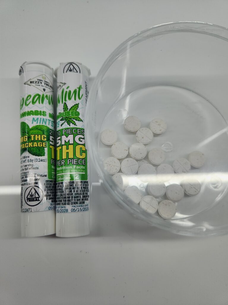 REZZY TREATS SPEARMINT MINTS 20 PC PER CONTAINER. 5MG PER MINT